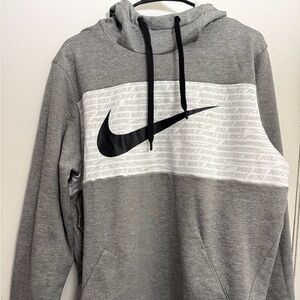 Nike Men's Gray and Black Logo Sweatshirt